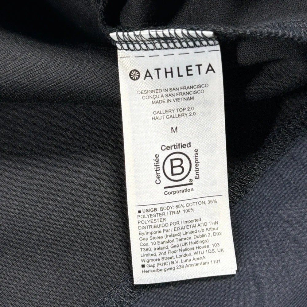Athleta Gallery Top 2.0 Women Medium Layered Mixed Media Black Minimalist Casual - Picture 7 of 10